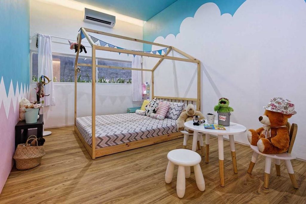 Kamar tidur unik Inset House di Bekasi karya Delution via Arsitag