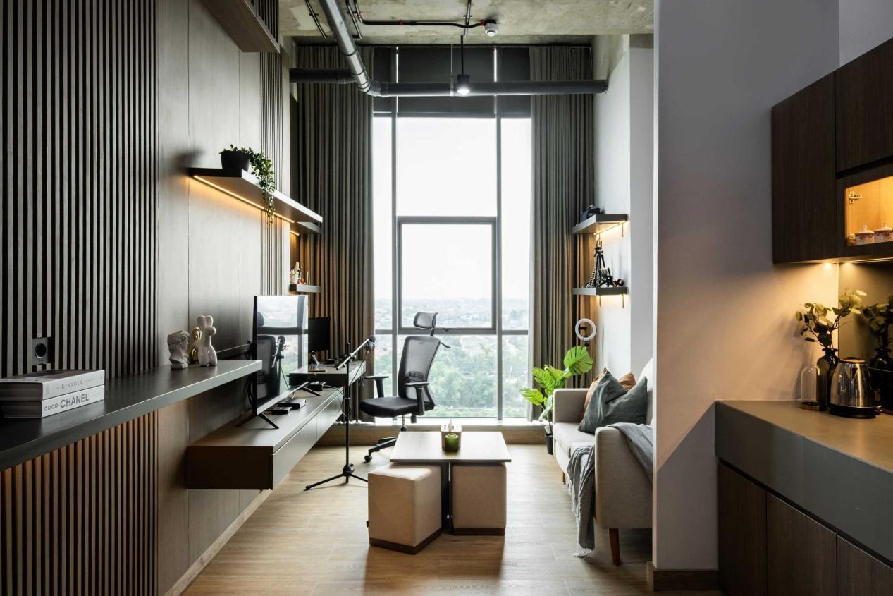 Desain Apartemen Studio Industrial Kontemporer Super Keren