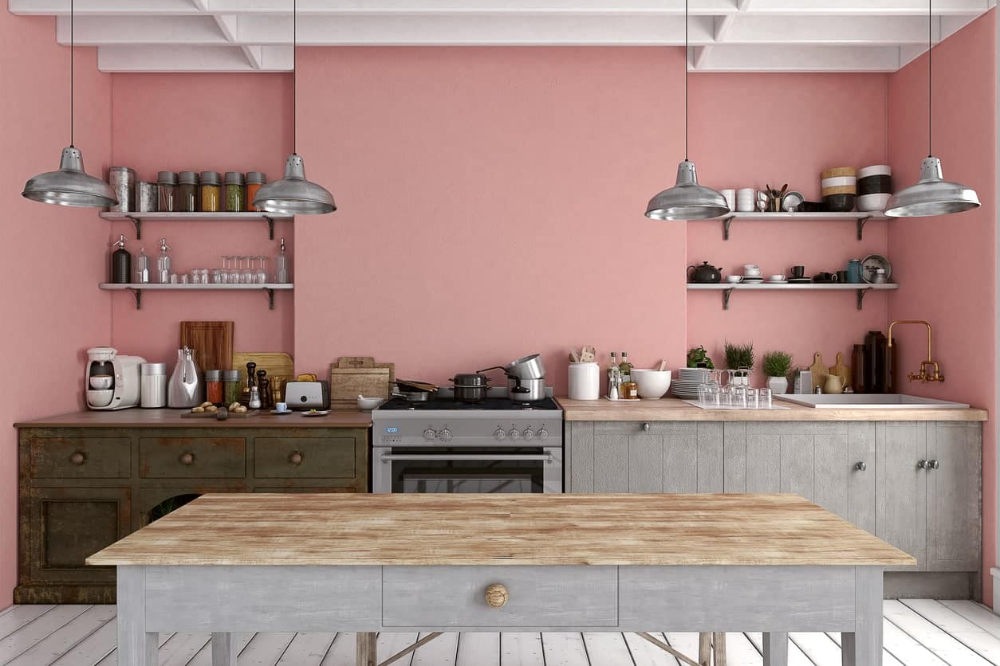Dapur dengan dinding warna salem via homestratosphere