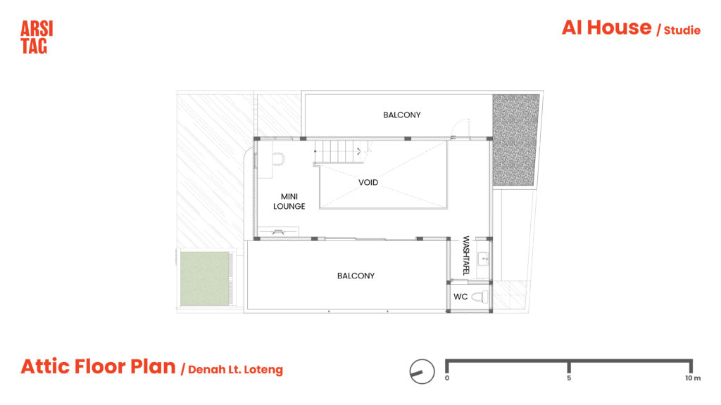 Dua rooftop yang mengapit loteng, karya Studie via YouTube @Arsitag