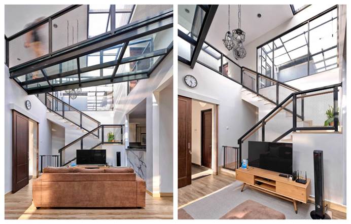 Skylight dengan tangga transparan di tengah bangunan karya Kad Firma Arsitektur via Arsitag
